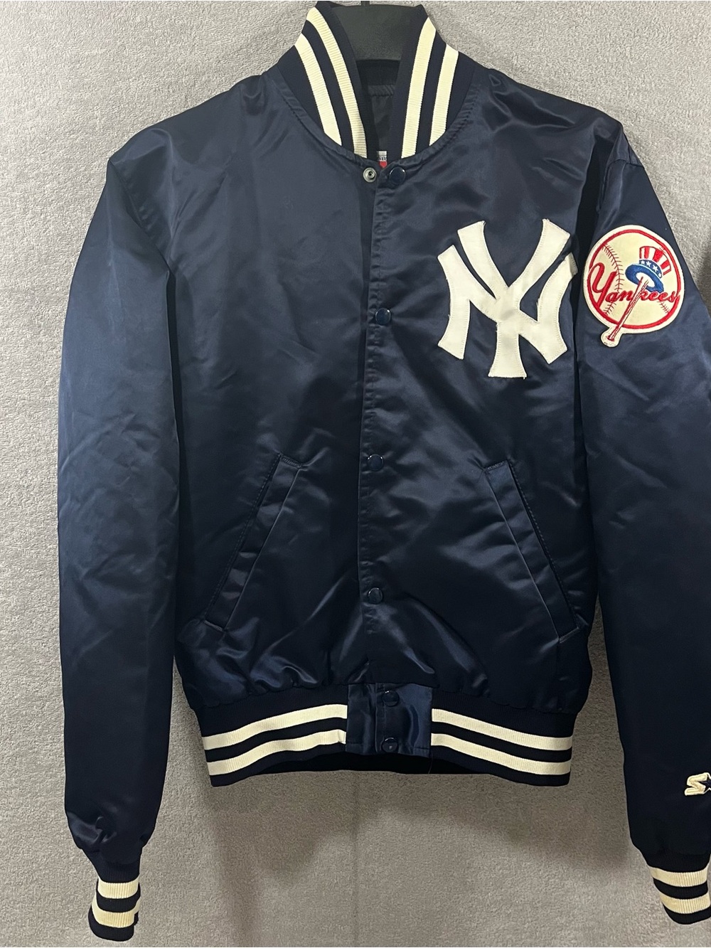 Vintage Starter Jacket New York Yankee Men's Medium With Hole See Pictures
